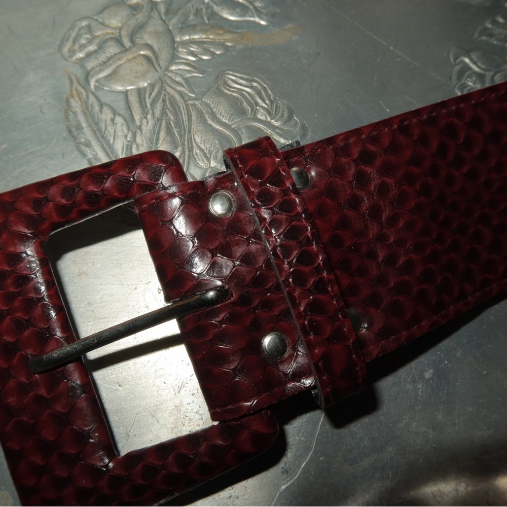 Red Snake Textured Belt - Picture 4 of 5